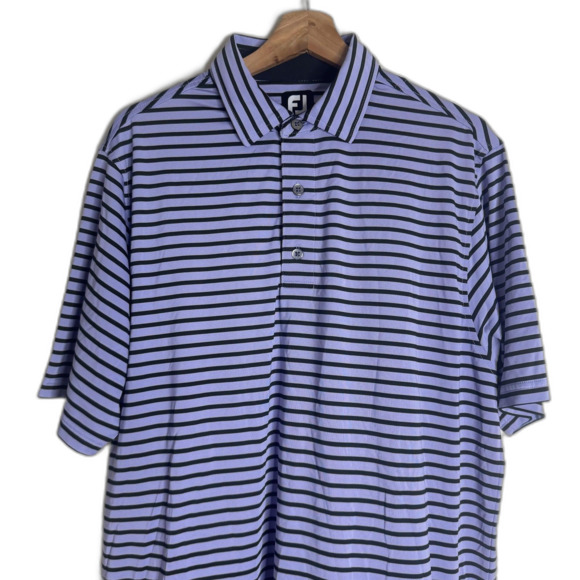 FootJoy Polo performance Shirt Mens Medium Striped Golf Short Sleeve Athletic - Picture 2 of 8